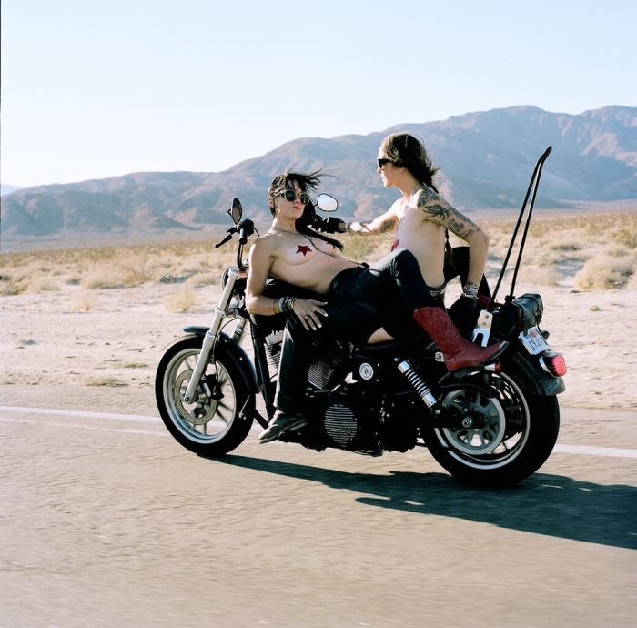 Girls on a motorcycle in Bishkek