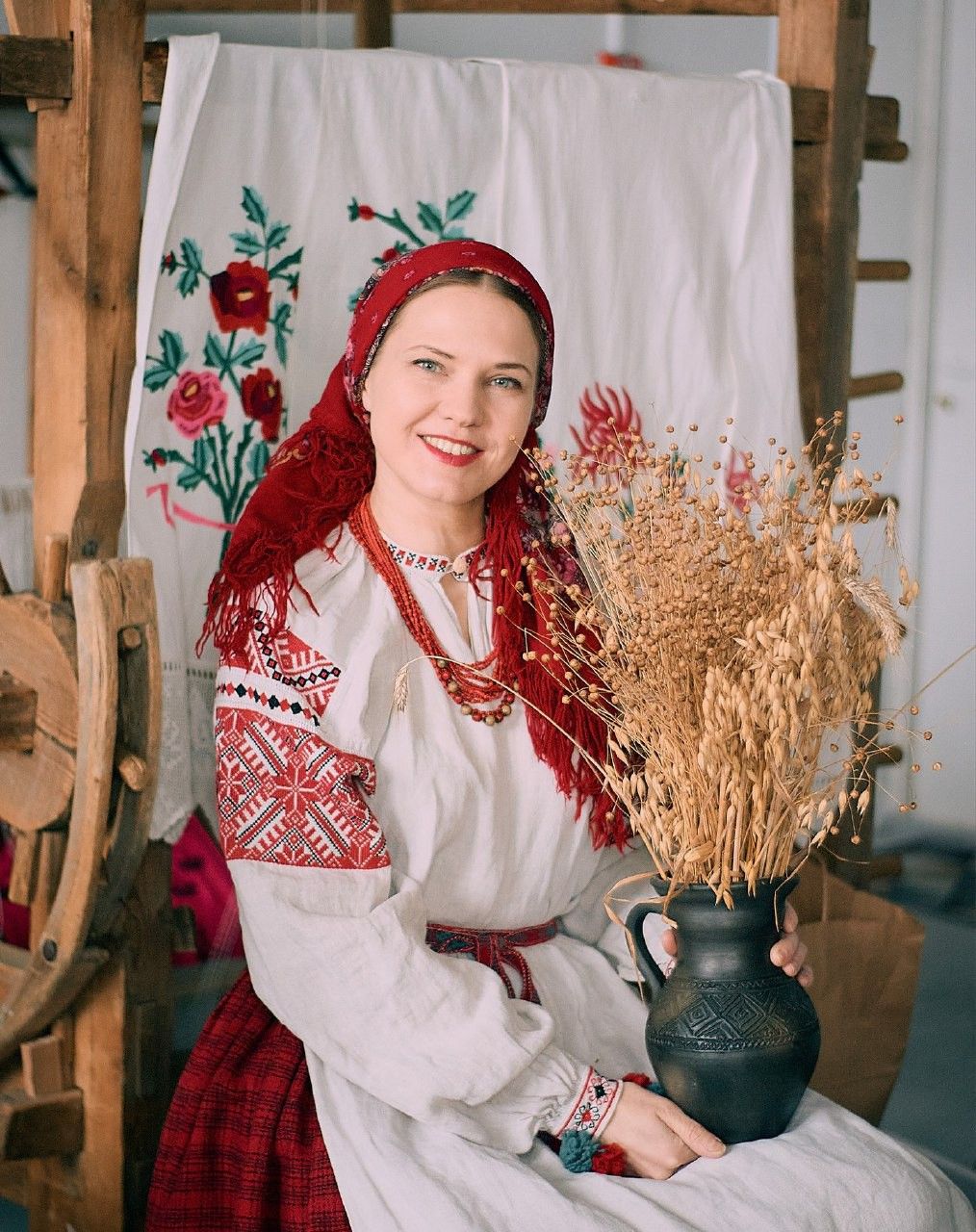 Women in Slavic costumes in Bishkek