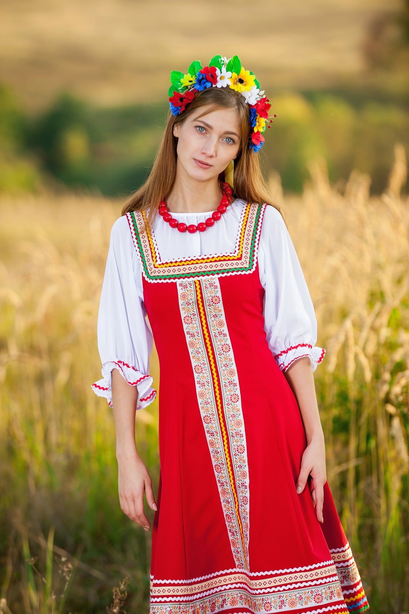 Women in Slavic costumes in Bishkek