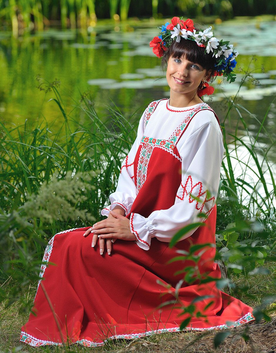 Beautiful girl Girls in Slavic costumes in Bishkek