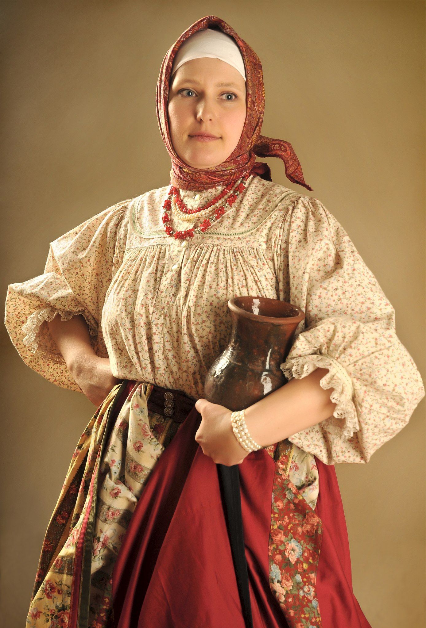 Girls in Slavic costumes in Bishkek